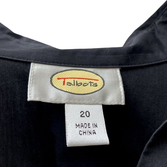 TALBOTS Ruched Shirt Plus Size 20 Womens Black Cotton Top Evening Button Up - Picture 5 of 8